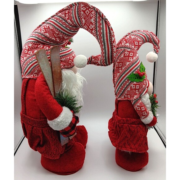 Christmas Holiday Plush Figurines Gnome Decor Set of 4 Knit Festive Seasonal - Picture 3 of 15